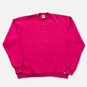 Vintage 80s Russell Athletic Blank Pink Crewneck Sweatshirt USA XL